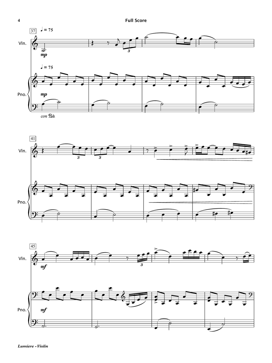 Lumiere (Violin & Piano) Violin Solo scores gallery preview page 5