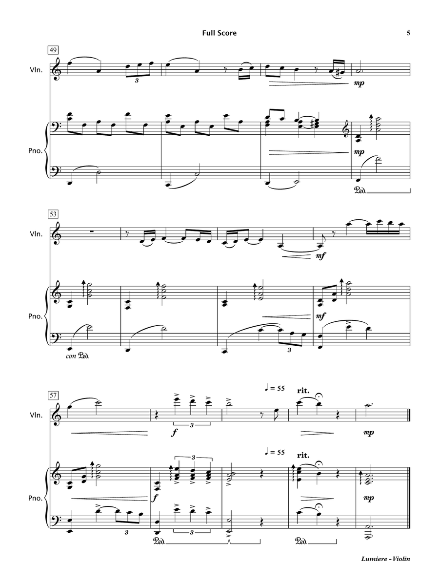 Lumiere (Violin & Piano) Violin Solo scores gallery preview page 6