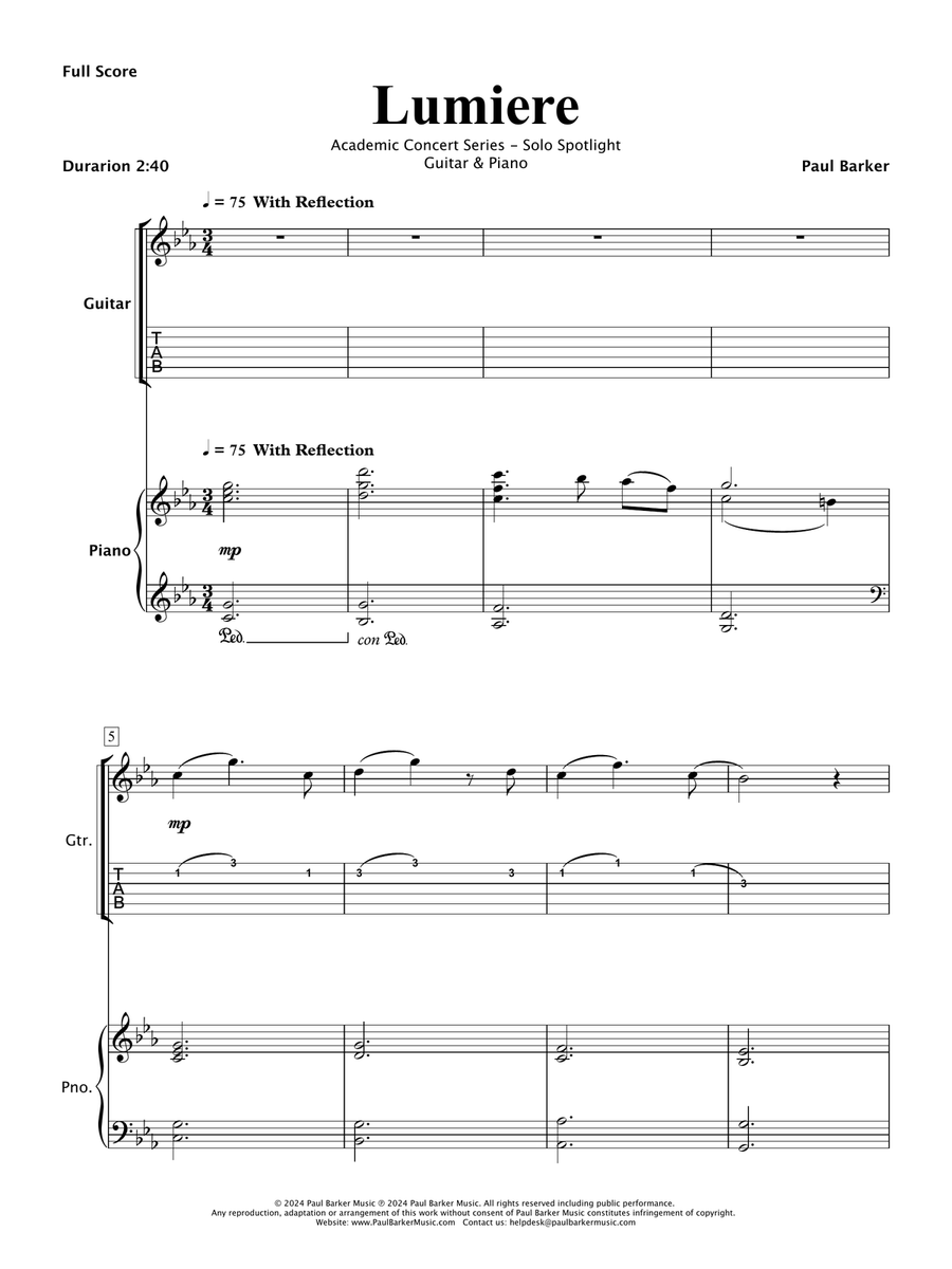 Lumiere (Electric Guitar & Piano) Electric Guitar scores gallery preview page 2