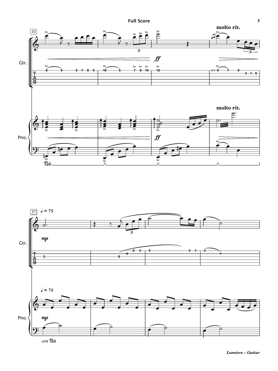 Lumiere (Electric Guitar & Piano) Electric Guitar scores gallery preview page 6