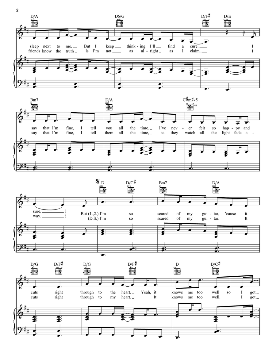 Scared Of My Guitar Scared Of My Guitar Piano, Vocal, Guitar scores gallery preview page 2