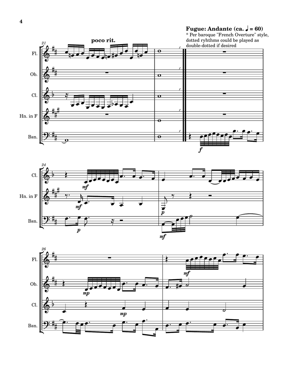 Prelude and Fugue V from The Well-Tempered Clavier Book 1 (arranged for woodwind quintet) Woodwind Quintet scores gallery preview page 4