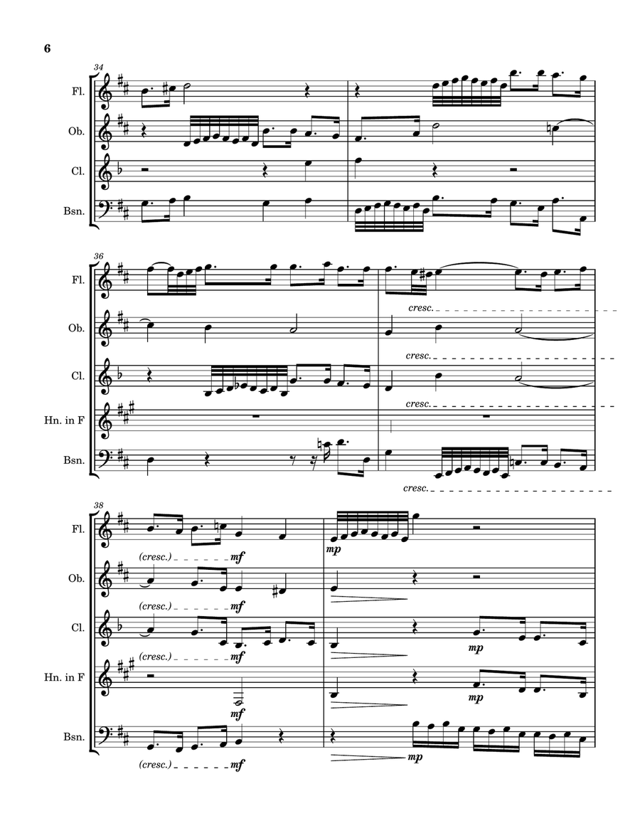 Prelude and Fugue V from The Well-Tempered Clavier Book 1 (arranged for woodwind quintet) Woodwind Quintet scores gallery preview page 6