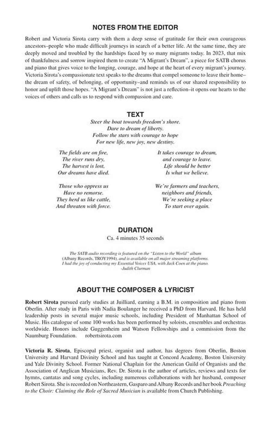A Migrant's Dream 4-Part - Sheet Music page 3