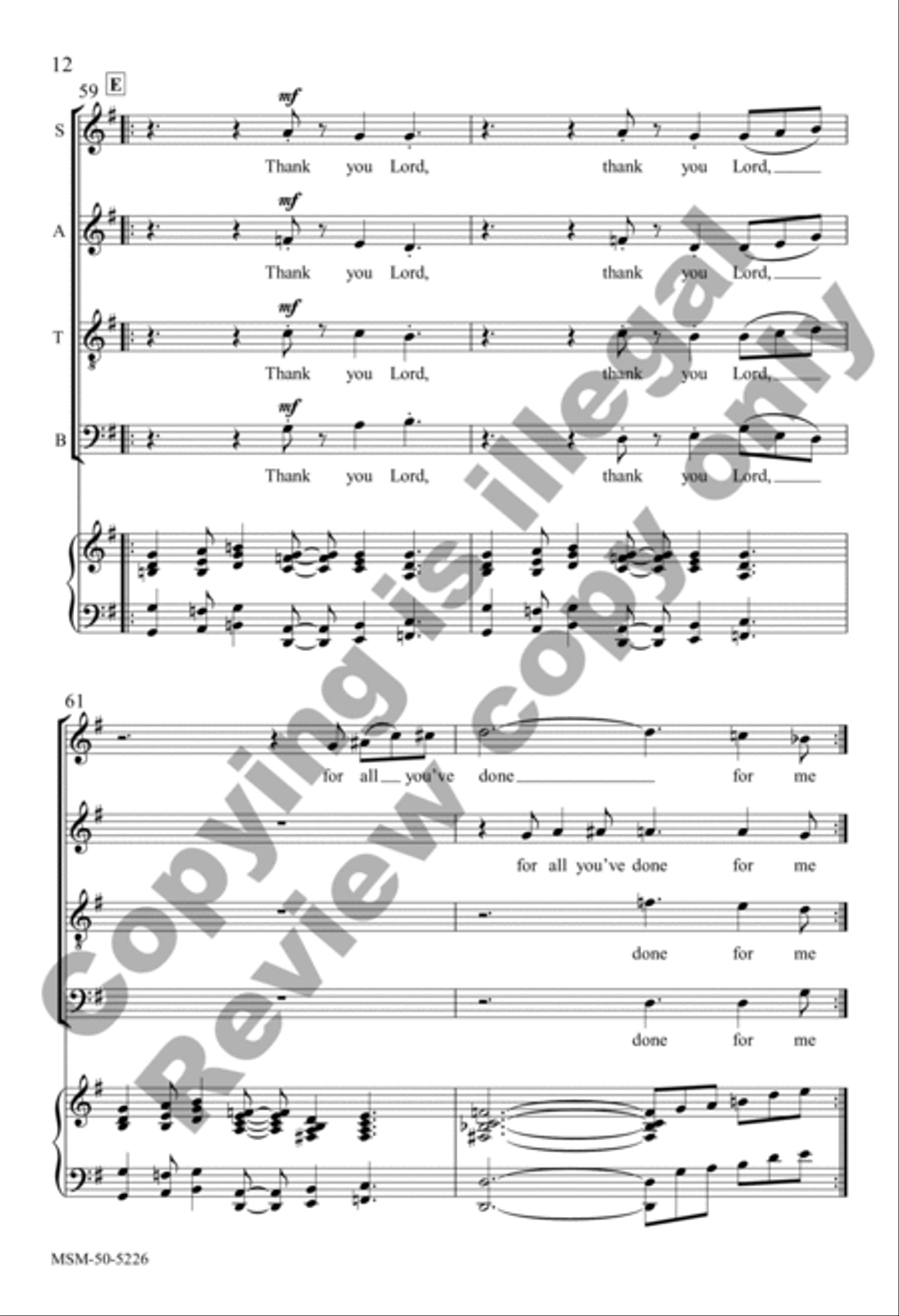 Lord, I Am Grateful (Choral Score) 4-Part scores gallery preview page 12