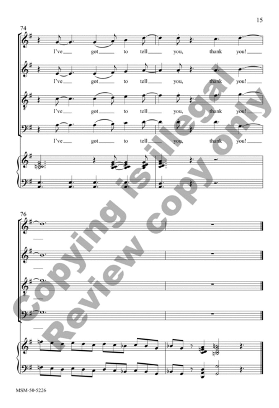 Lord, I Am Grateful (Choral Score) 4-Part scores gallery preview page 15