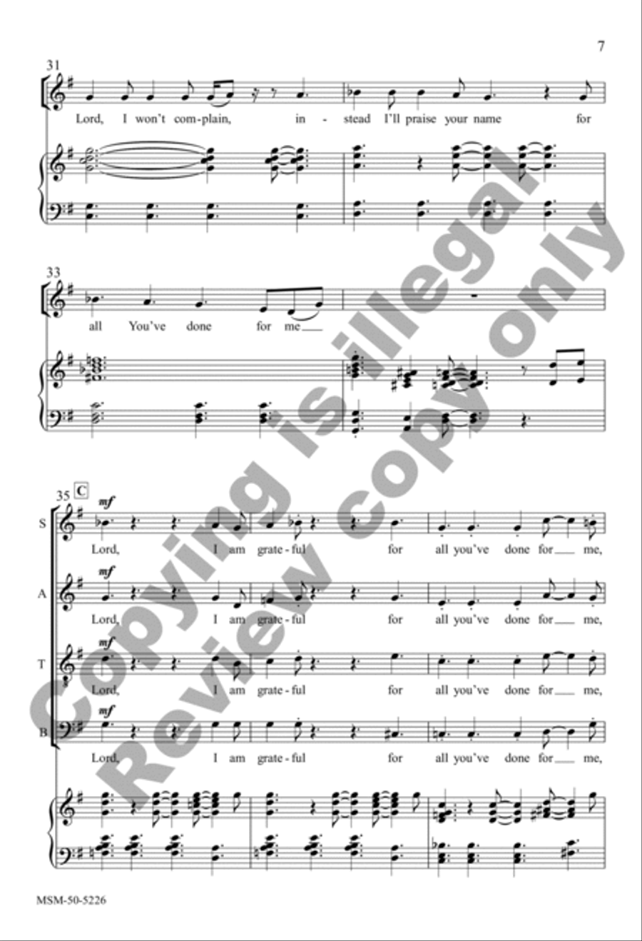 Lord, I Am Grateful (Choral Score) 4-Part scores gallery preview page 7