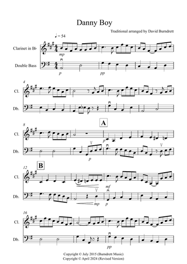 Danny Boy for Clarinet and Double Bass Duet