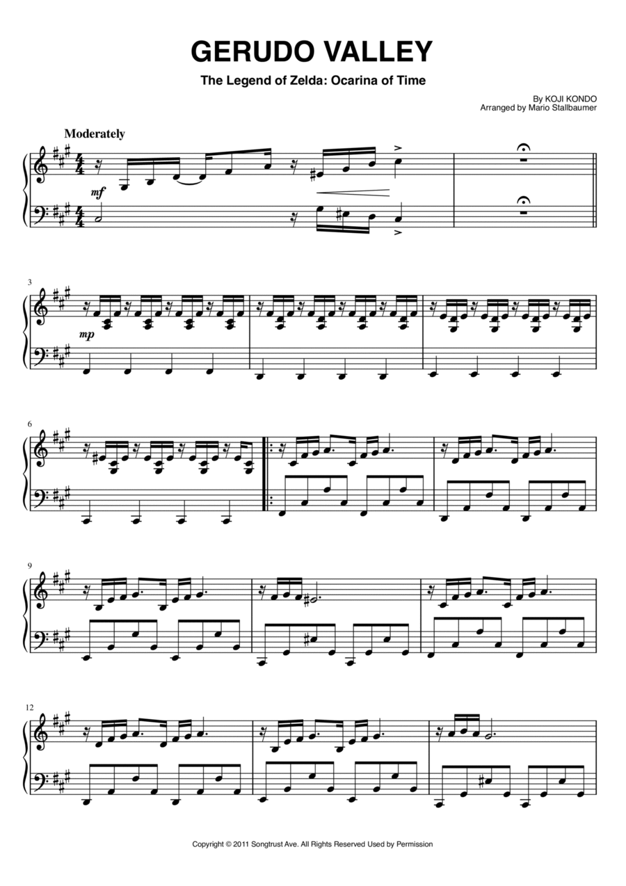 Gerudo Valley Piano Solo scores gallery preview page 1