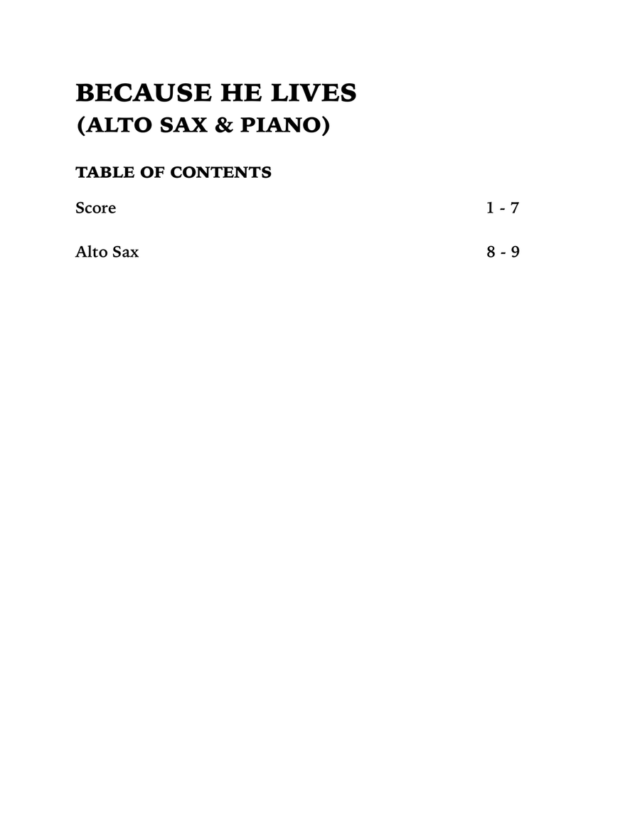 Because He Lives Alto Saxophone scores gallery preview page 4
