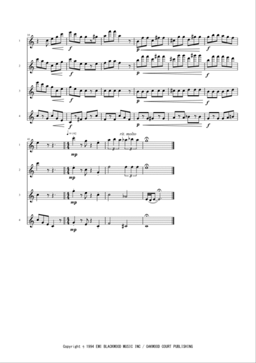 Super Mario Bros Theme Flute Quartet scores gallery preview page 3