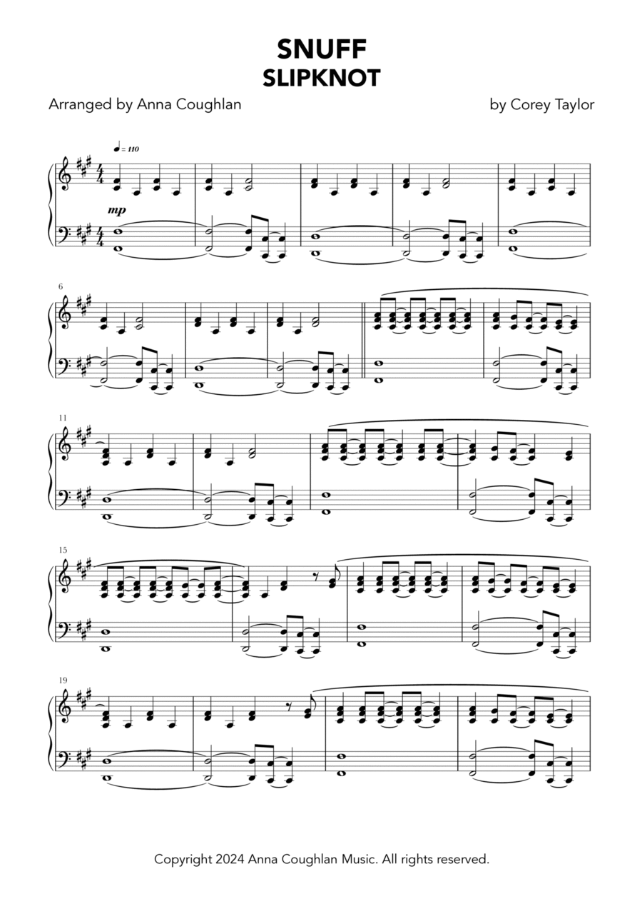 Snuff Snuff Piano Solo scores gallery preview page 1