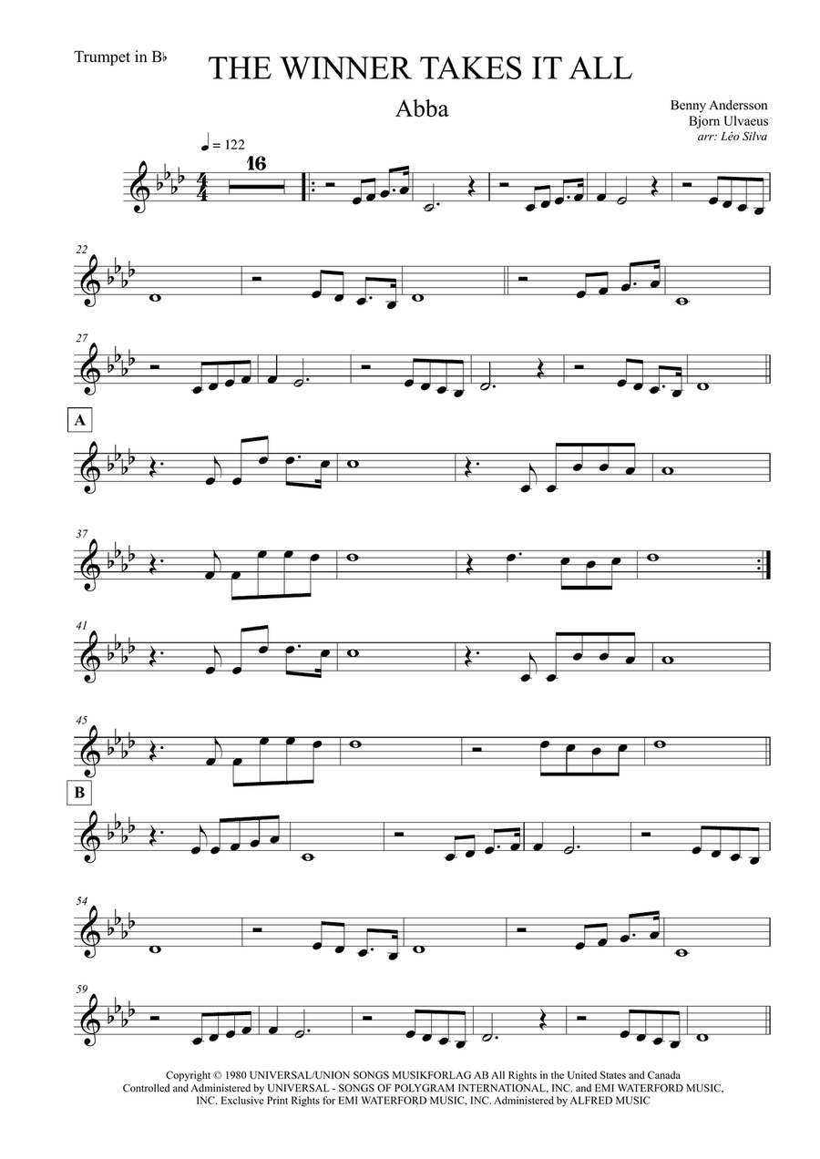 The Winner Takes It All B-Flat Trumpet scores gallery preview page 1
