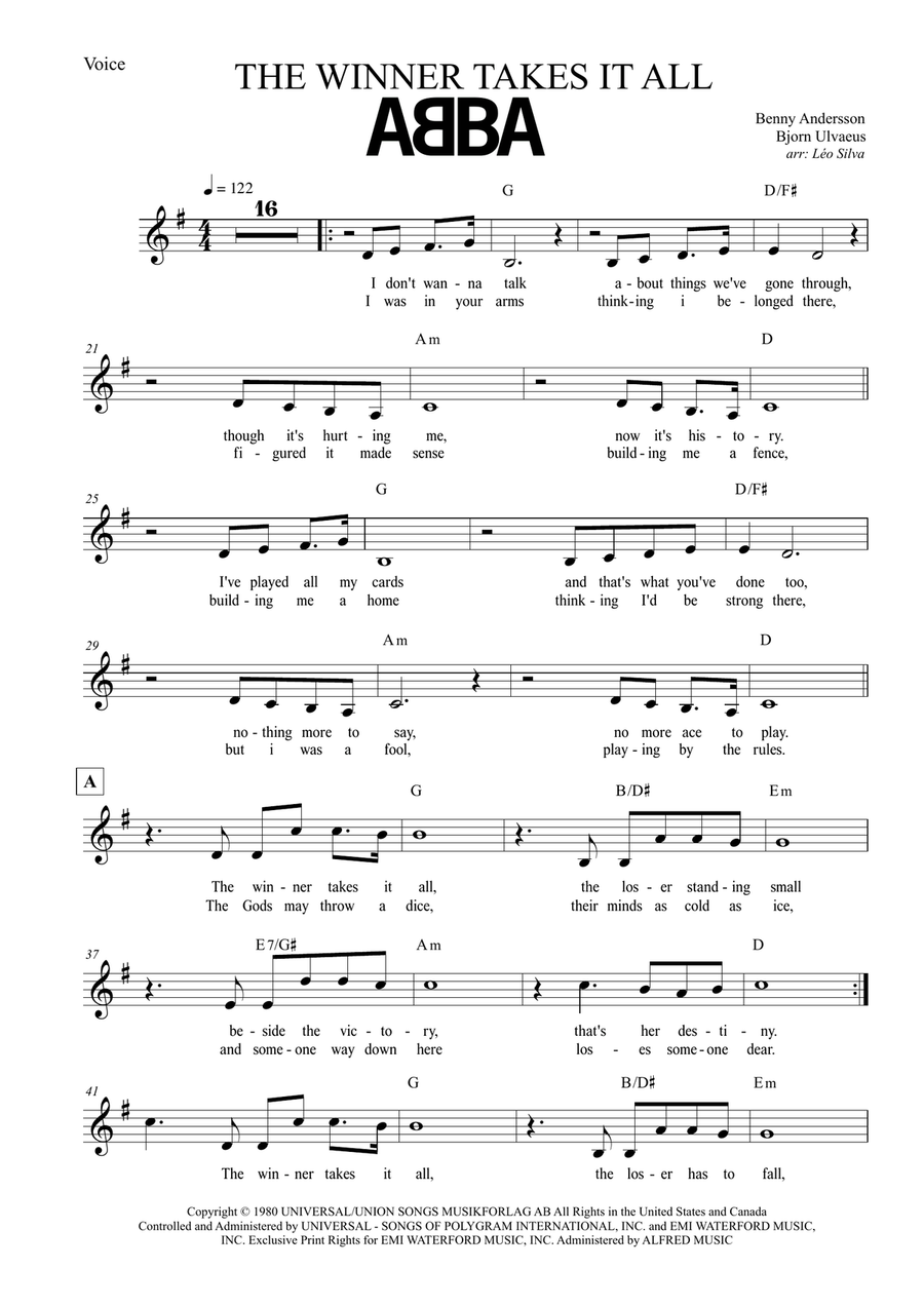 The Winner Takes It All Piano scores gallery preview page 1