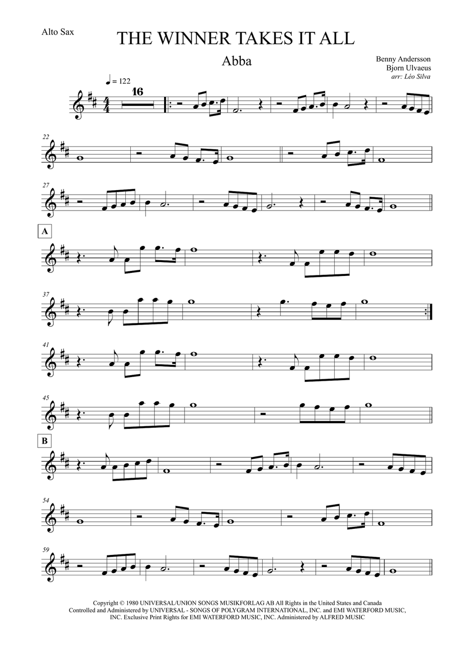 The Winner Takes It All Alto Saxophone scores gallery preview page 1
