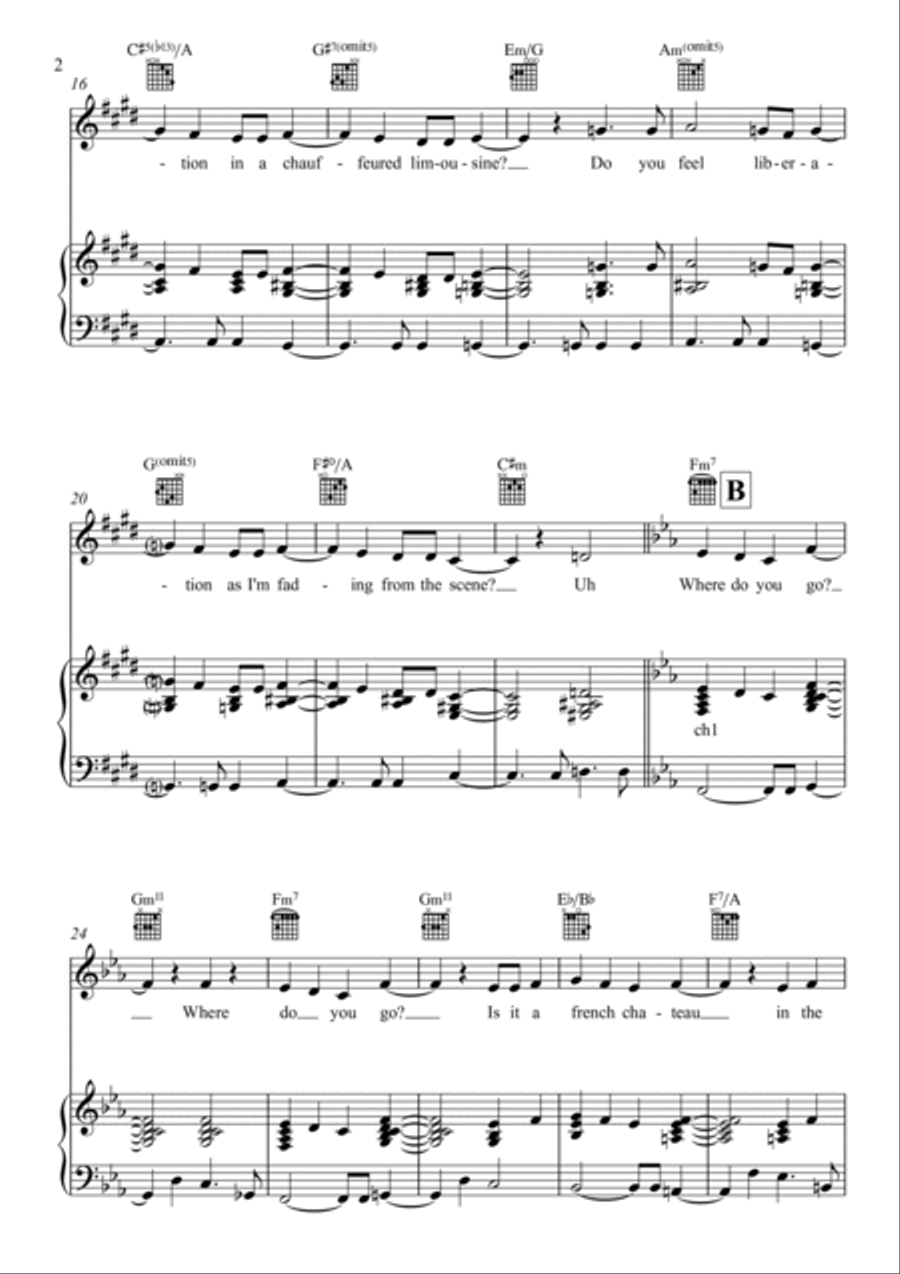 Where Do You Go? Where Do You Go? Piano, Vocal, Guitar scores gallery preview page 2