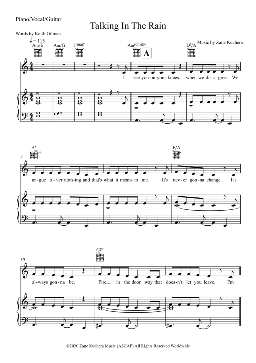 Talking In The Rain Talking In The Rain Piano, Vocal, Guitar scores gallery preview page 1