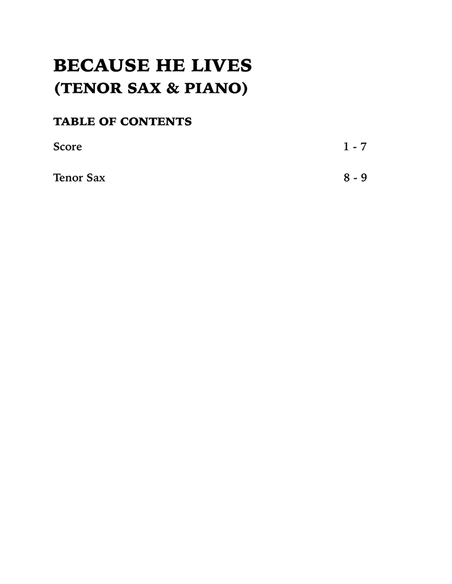 Because He Lives Tenor Saxophone scores gallery preview page 4