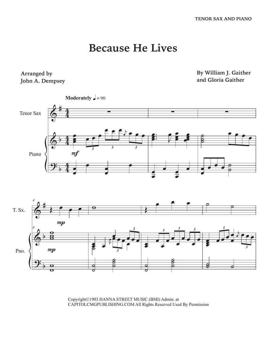 Because He Lives Tenor Saxophone scores gallery preview page 5