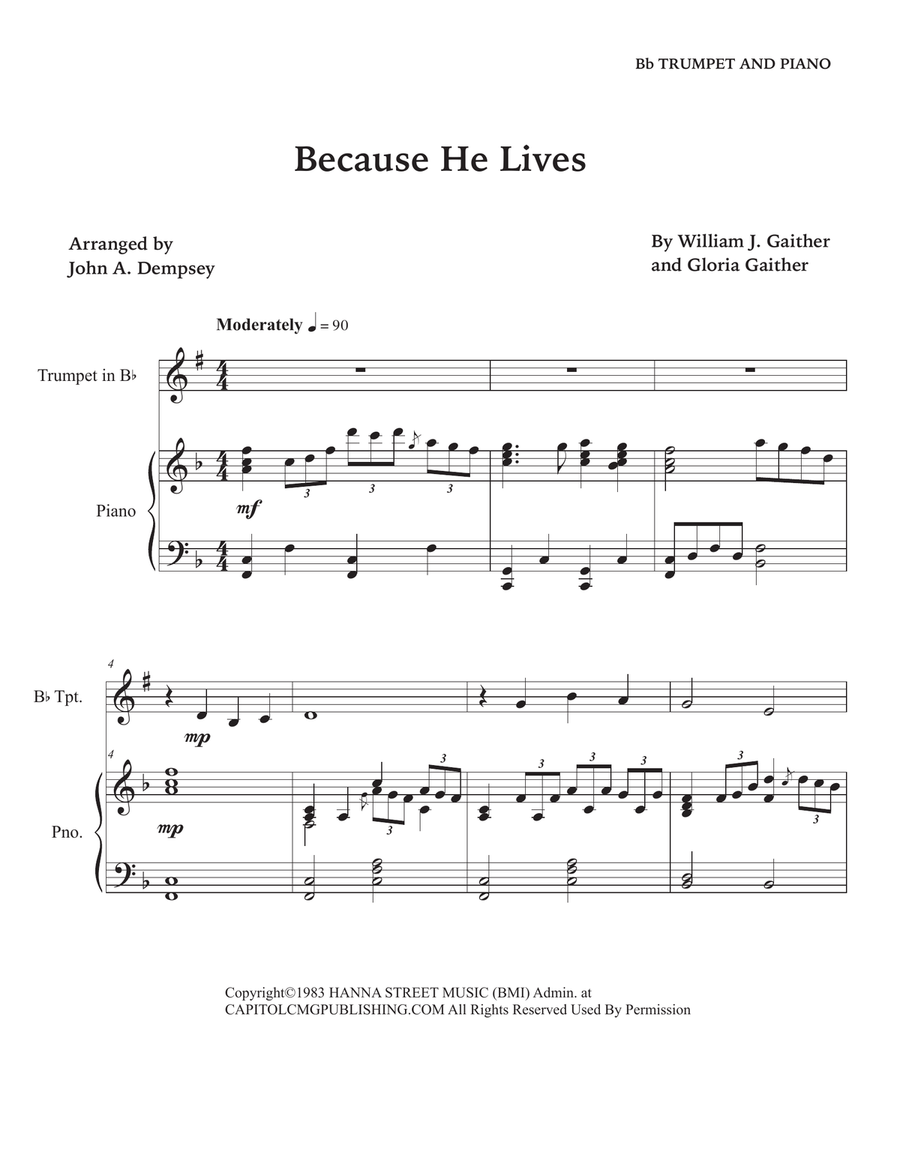 Because He Lives B-Flat Trumpet scores gallery preview page 5