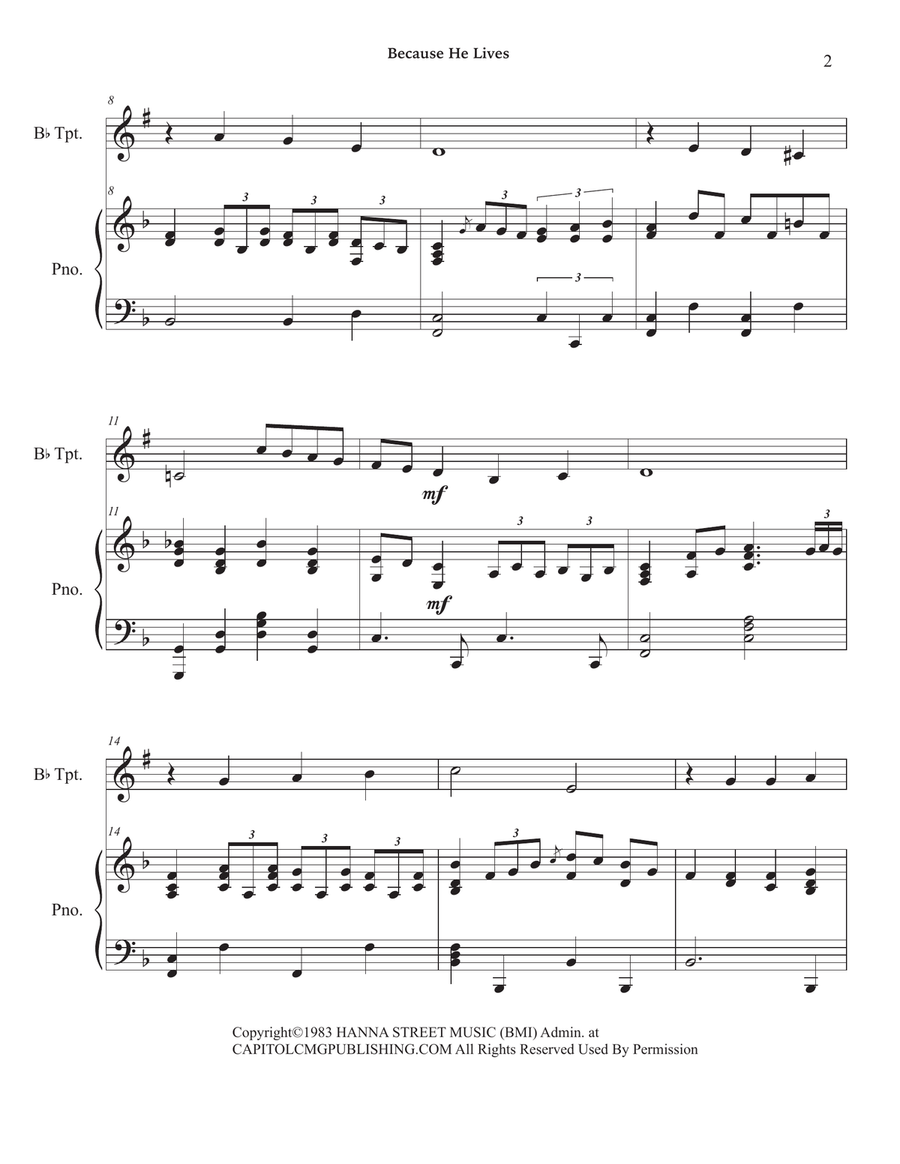 Because He Lives B-Flat Trumpet scores gallery preview page 6