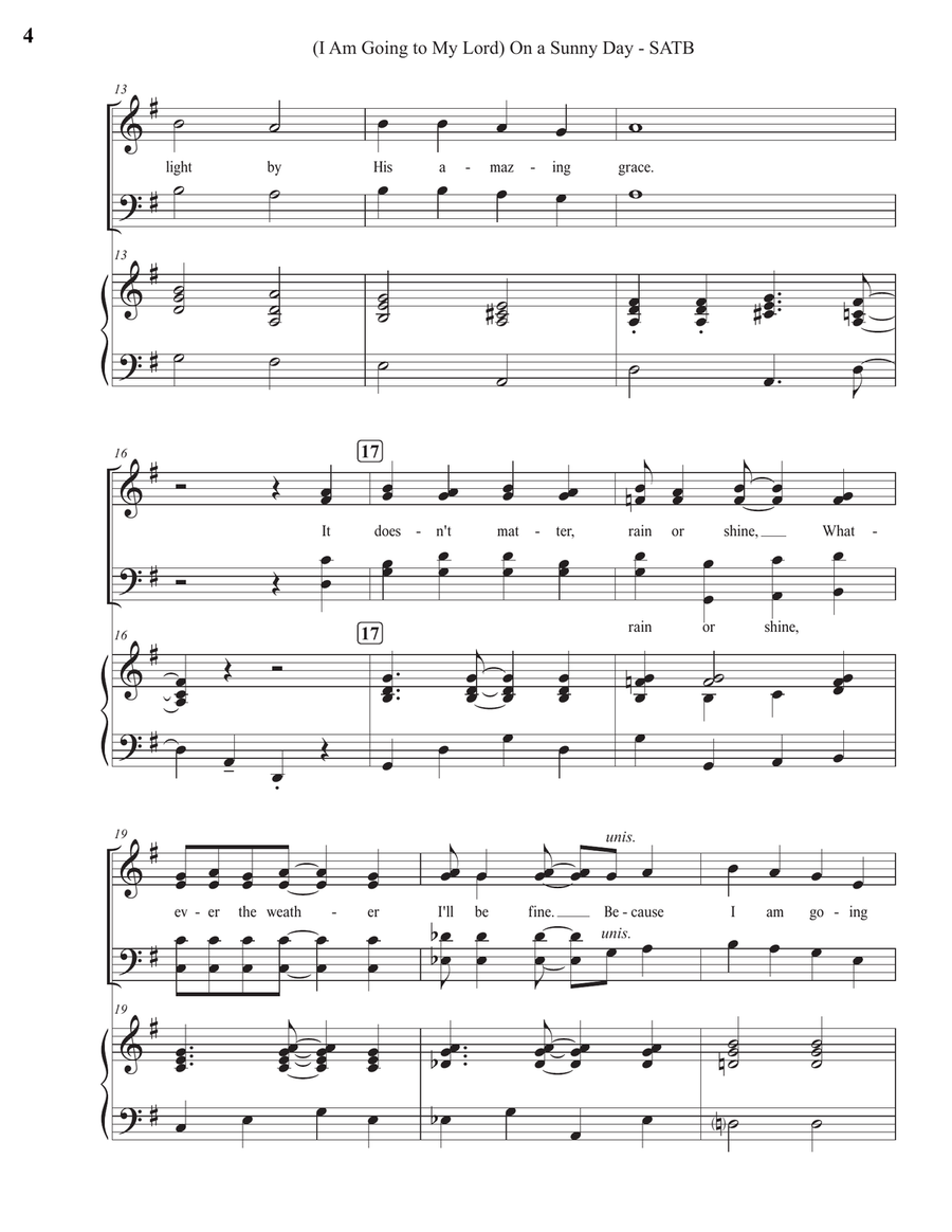 (I Am Going to My Lord) On a Sunny Day (SATB) 4-Part scores gallery preview page 4
