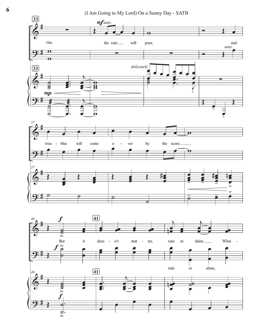 (I Am Going to My Lord) On a Sunny Day (SATB) 4-Part scores gallery preview page 6