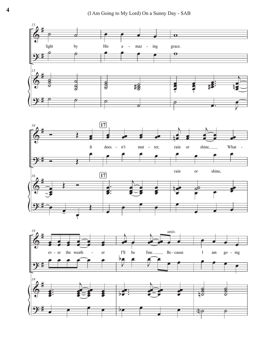 (I Am Going to My Lord) On a Sunny Day (SAB) 3-Part scores gallery preview page 4