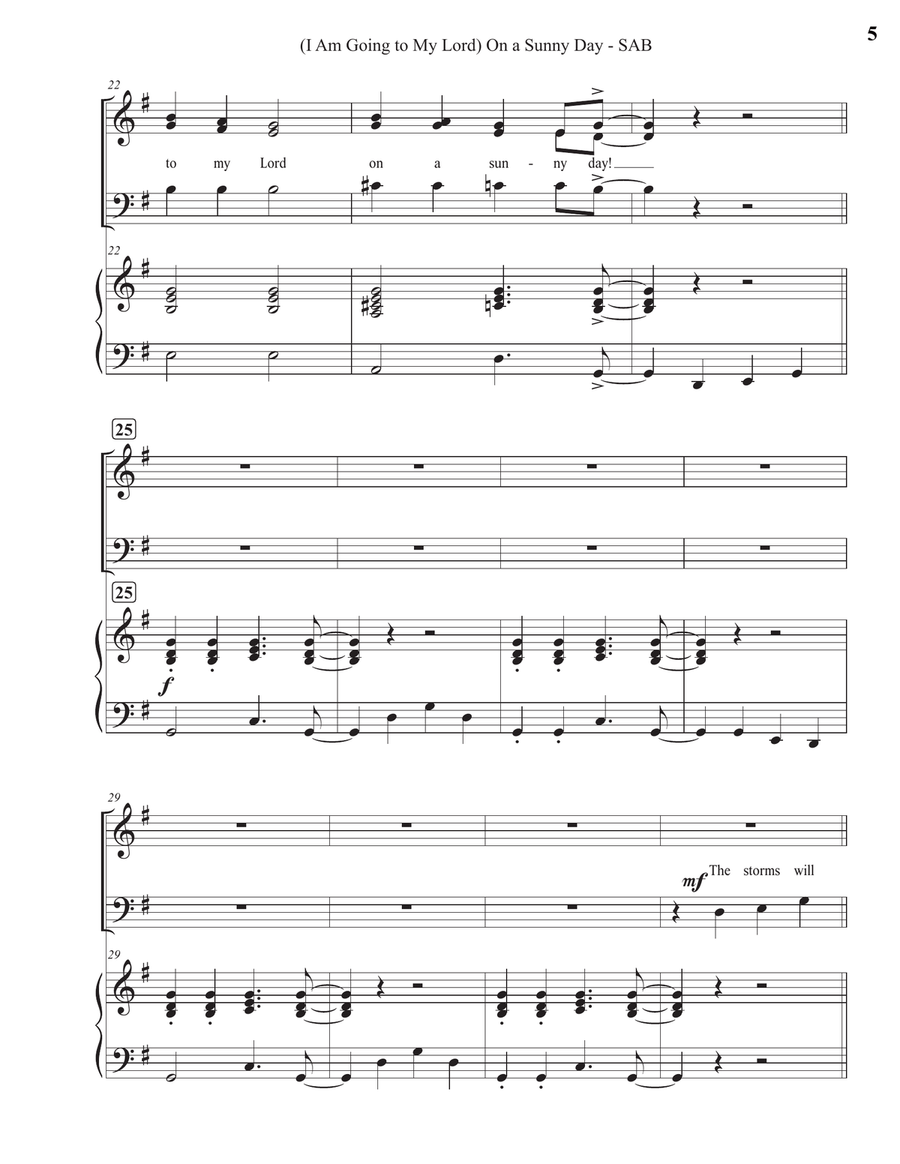 (I Am Going to My Lord) On a Sunny Day (SAB) 3-Part scores gallery preview page 5