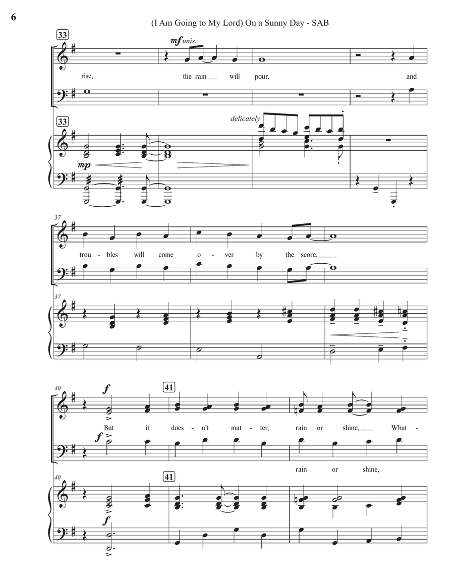 (I Am Going to My Lord) On a Sunny Day (SAB) 3-Part scores gallery preview page 6