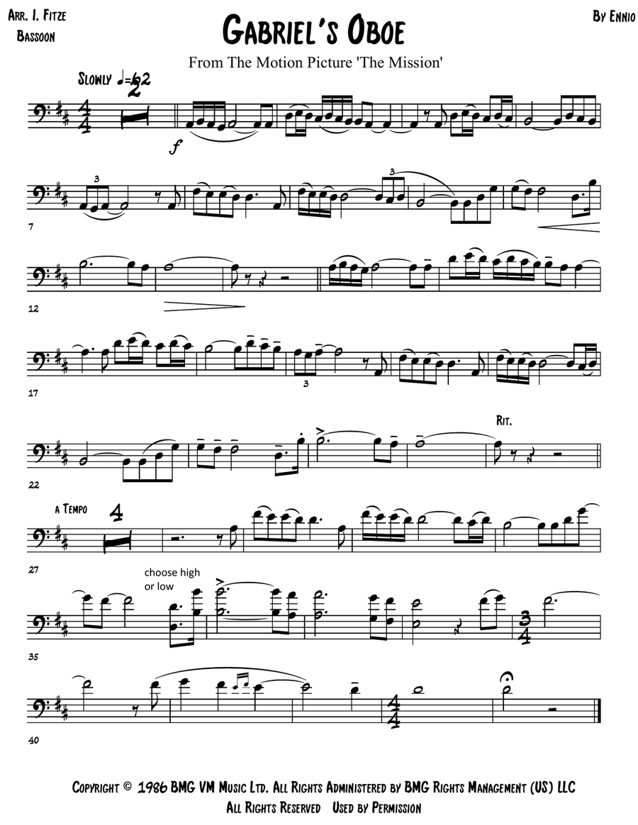 Gabriel's Oboe Gabriel's Oboe Bassoon scores gallery preview page 2