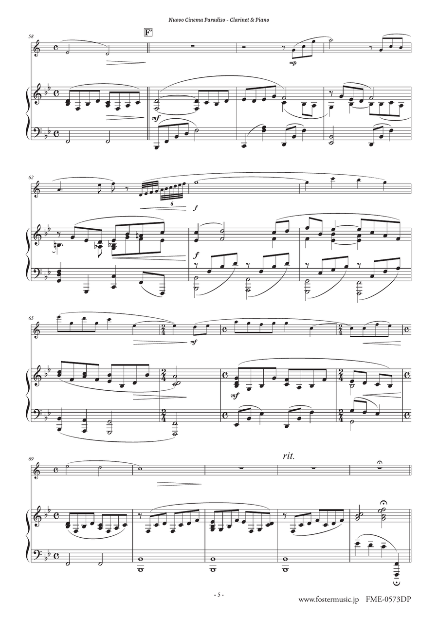 Love Theme (Tema D'amore) B-Flat Clarinet scores gallery preview page 2