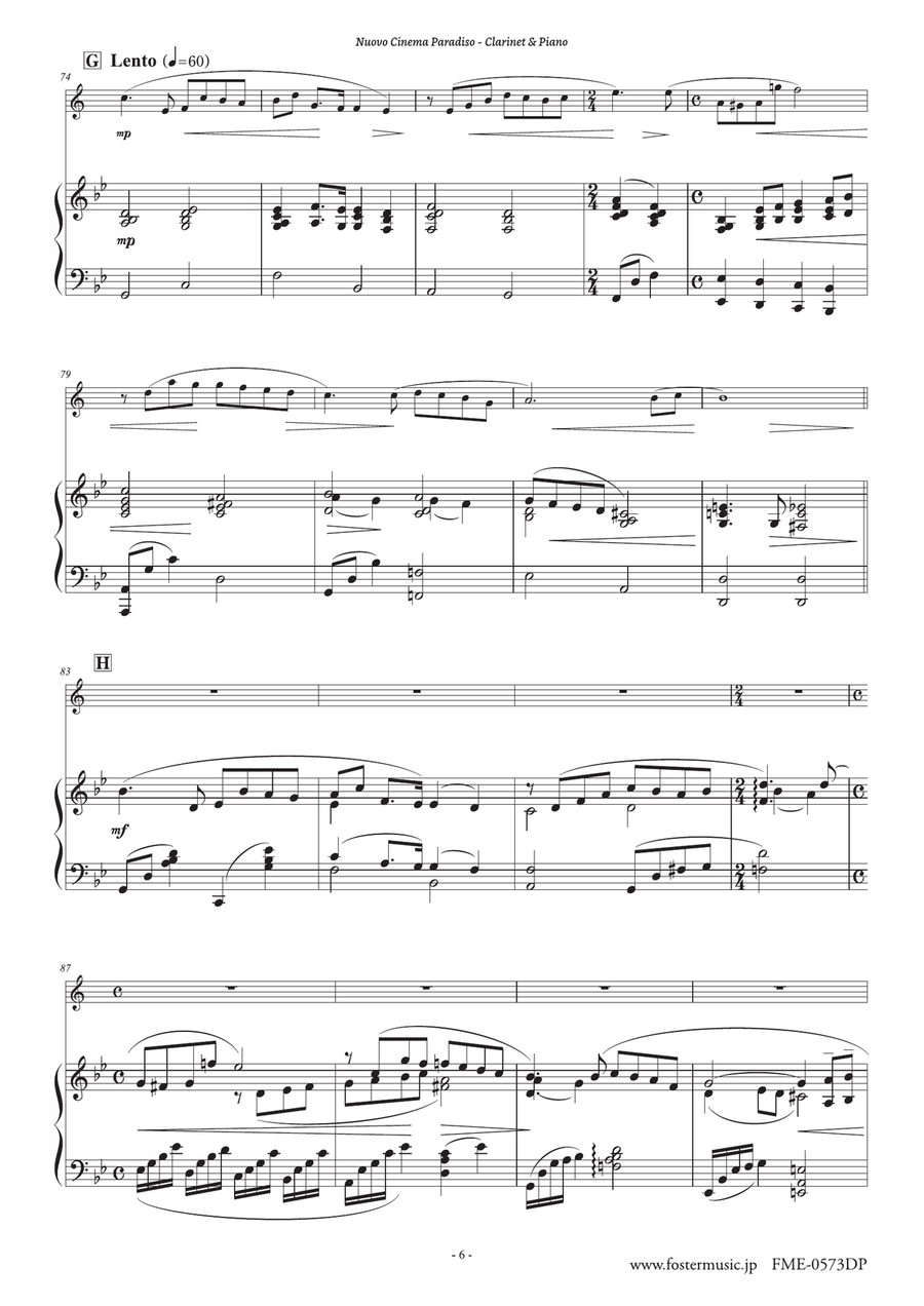 Love Theme (Tema D'amore) B-Flat Clarinet scores gallery preview page 3