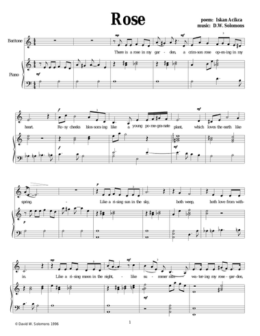 Rose (There is a Rose in my garden) for Baritone and Piano