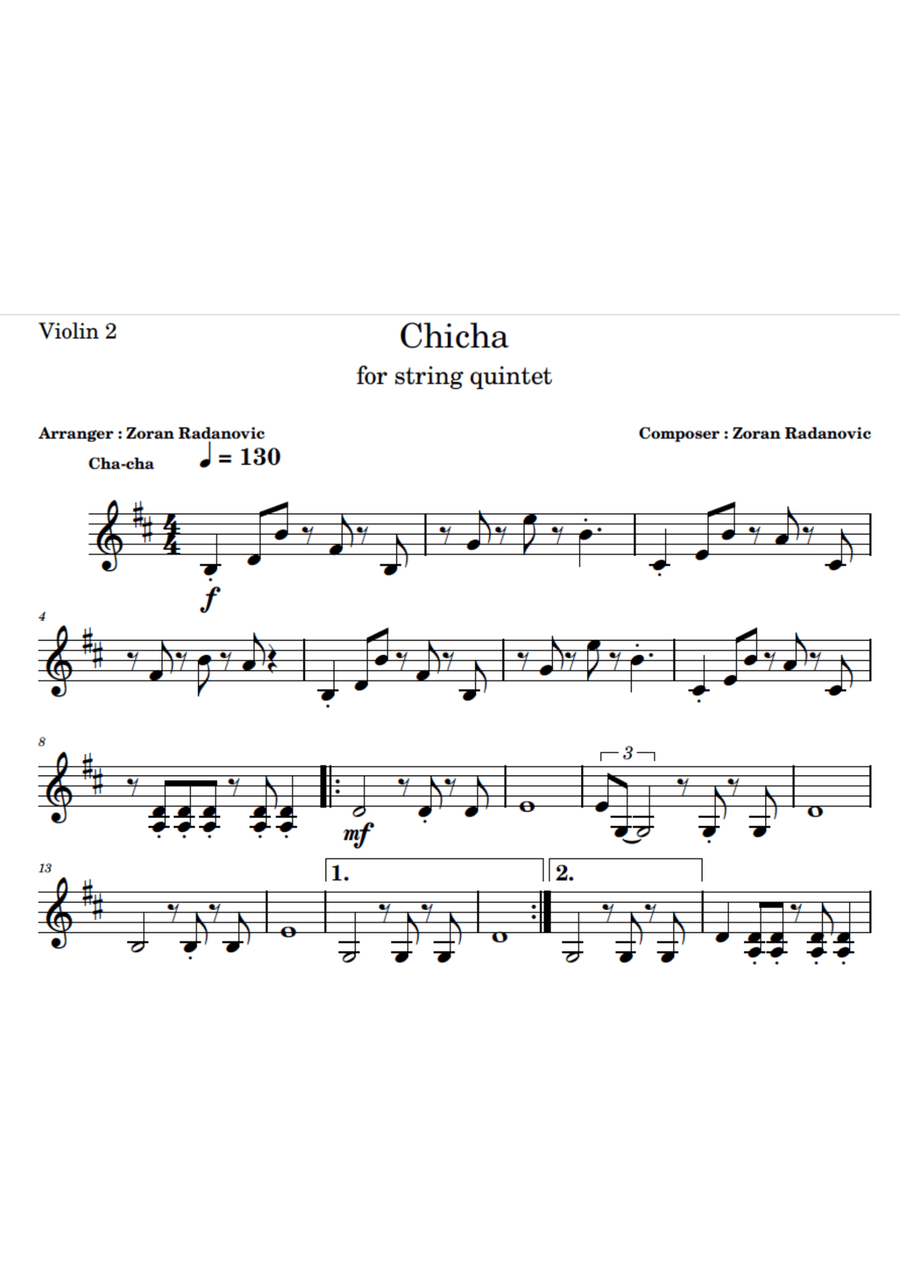 Chicha - for string quintet String Orchestra scores gallery preview page 3