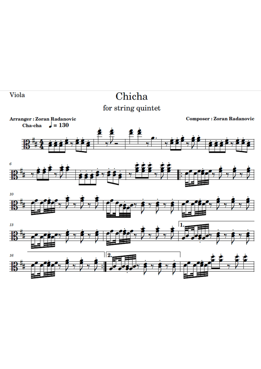 Chicha - for string quintet String Orchestra scores gallery preview page 4