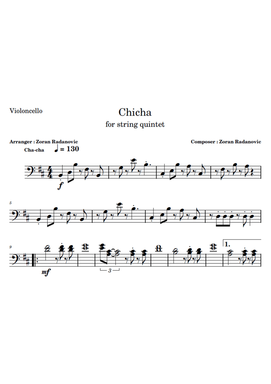 Chicha - for string quintet String Orchestra scores gallery preview page 5