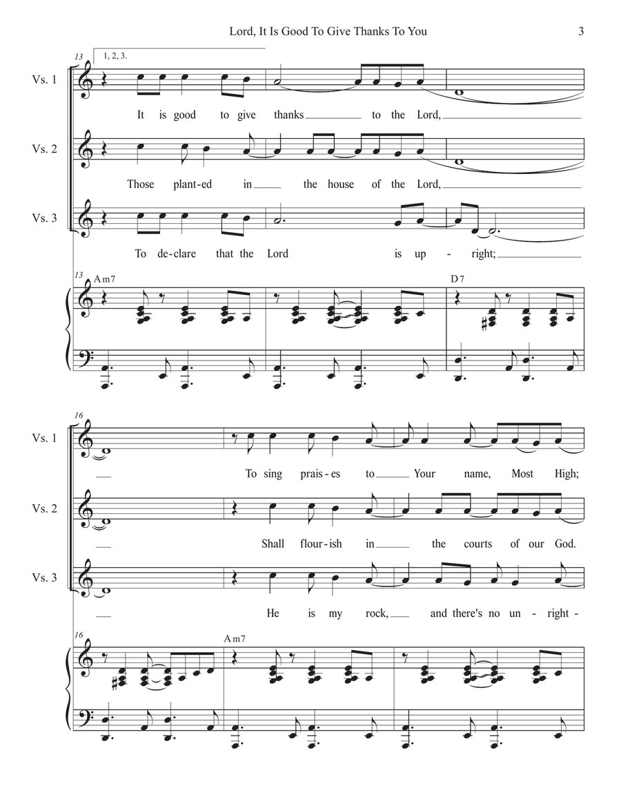 Lord, It Is Good To Give Thanks To You (Vocal Trio - (SAB) 3-Part scores gallery preview page 3