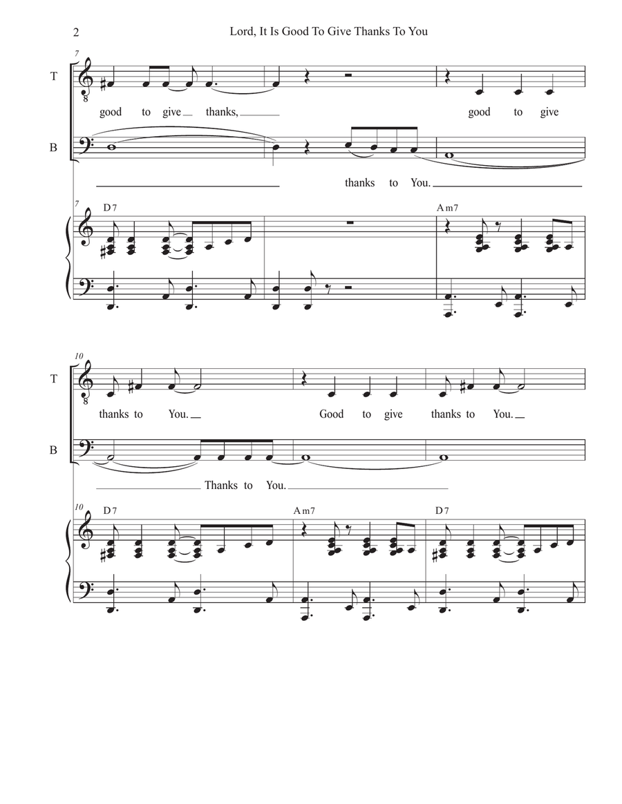 Lord, It Is Good To Give Thanks To You (Duet for Tenor and Bass solo) Tenor Voice scores gallery preview page 2