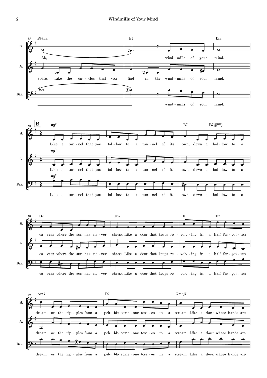 Windmills Of Your Mind (arr. Hazel Hannam) 3-Part scores gallery preview page 2