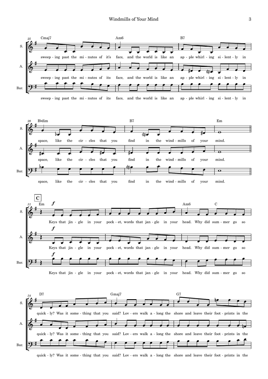 Windmills Of Your Mind (arr. Hazel Hannam) 3-Part scores gallery preview page 3