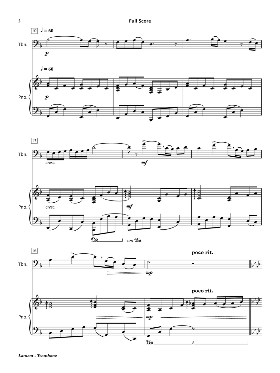 Lament (Trombone & Piano) Chamber Music scores gallery preview page 3