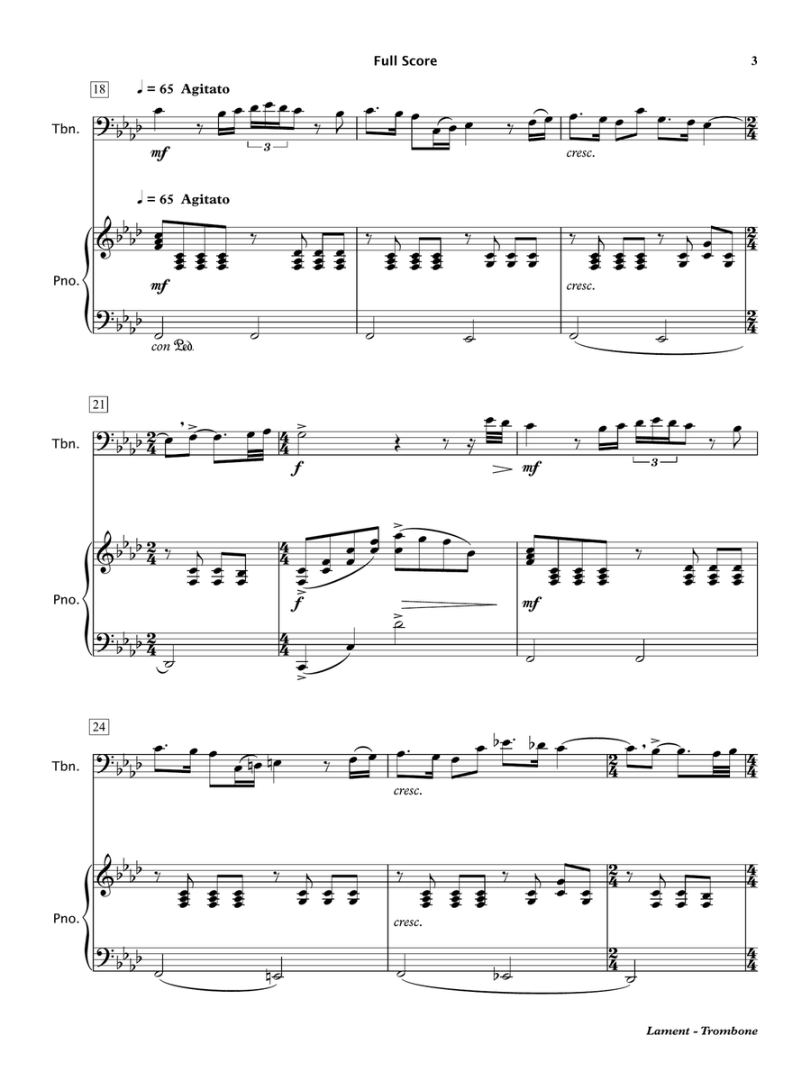 Lament (Trombone & Piano) Chamber Music scores gallery preview page 4