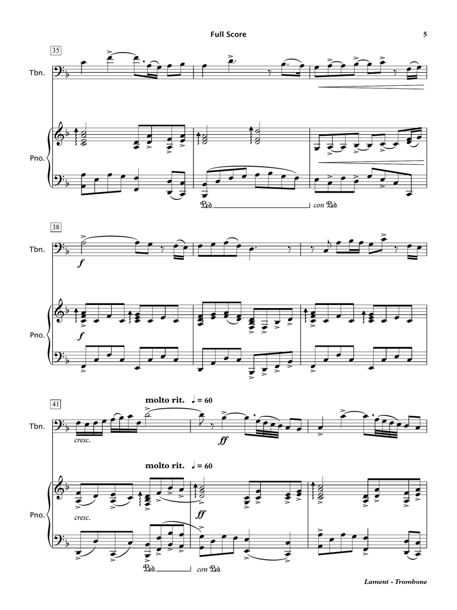 Lament (Trombone & Piano) Chamber Music scores gallery preview page 6