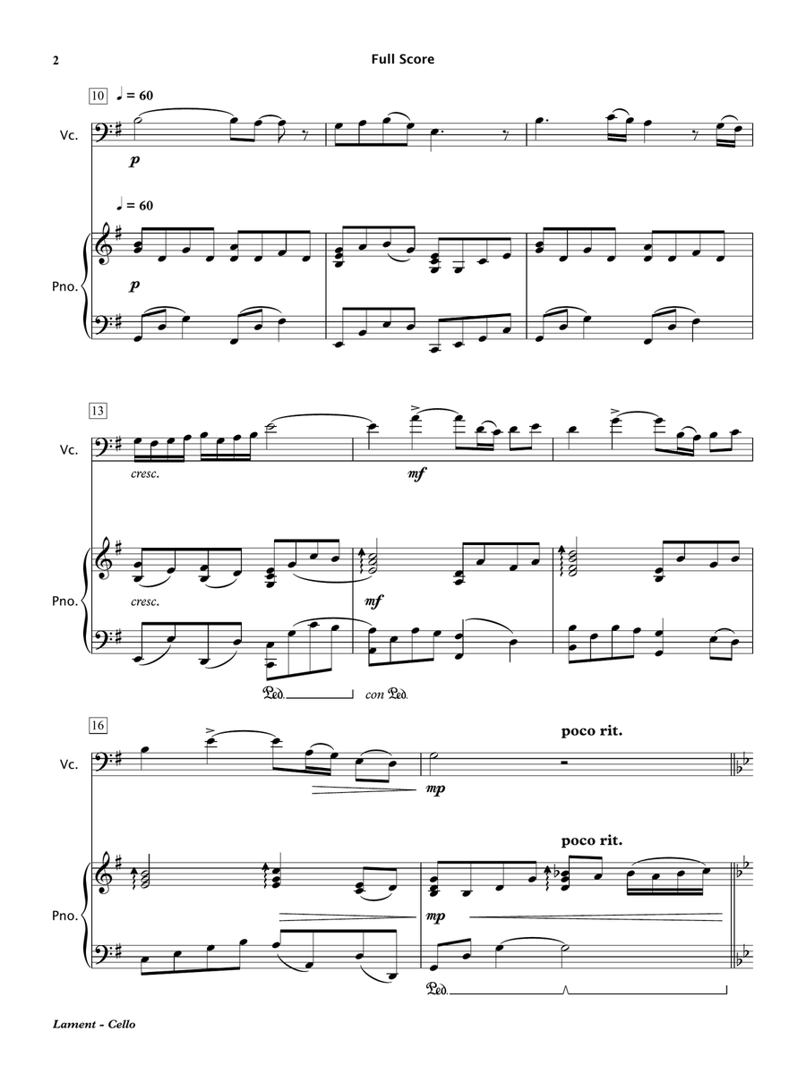 Lament (Cello & Piano) Chamber Music scores gallery preview page 3