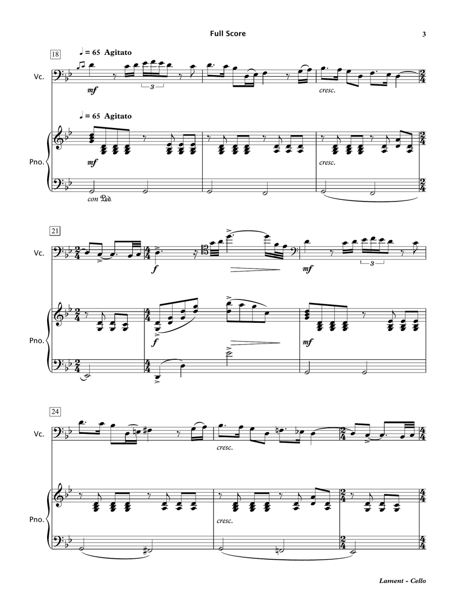 Lament (Cello & Piano) Chamber Music scores gallery preview page 4
