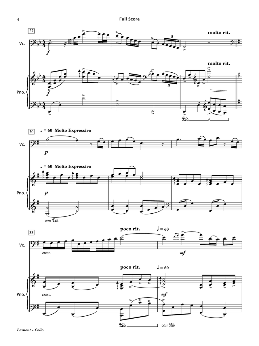 Lament (Cello & Piano) Chamber Music scores gallery preview page 5