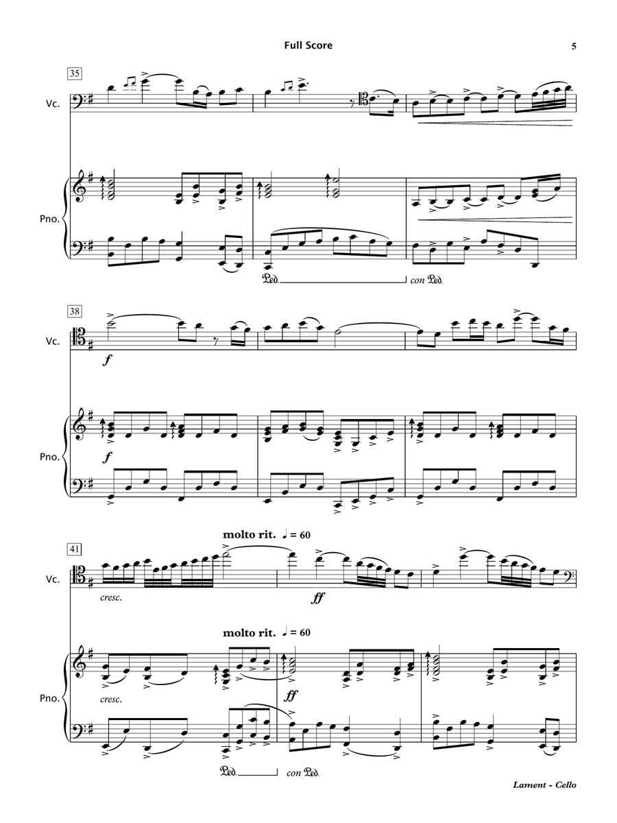 Lament (Cello & Piano) Chamber Music scores gallery preview page 6