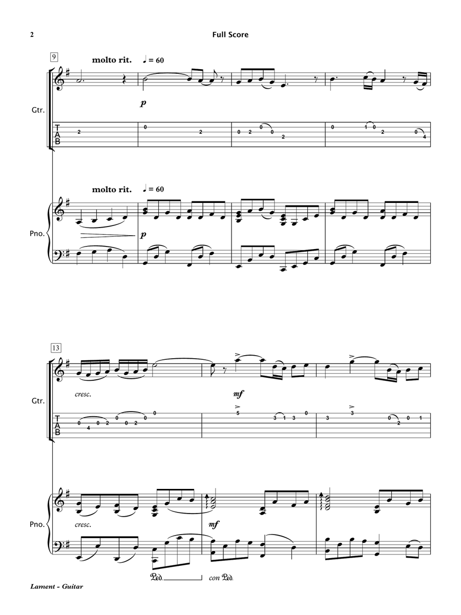 Lament (Electric Guitar & Piano) Chamber Music scores gallery preview page 3