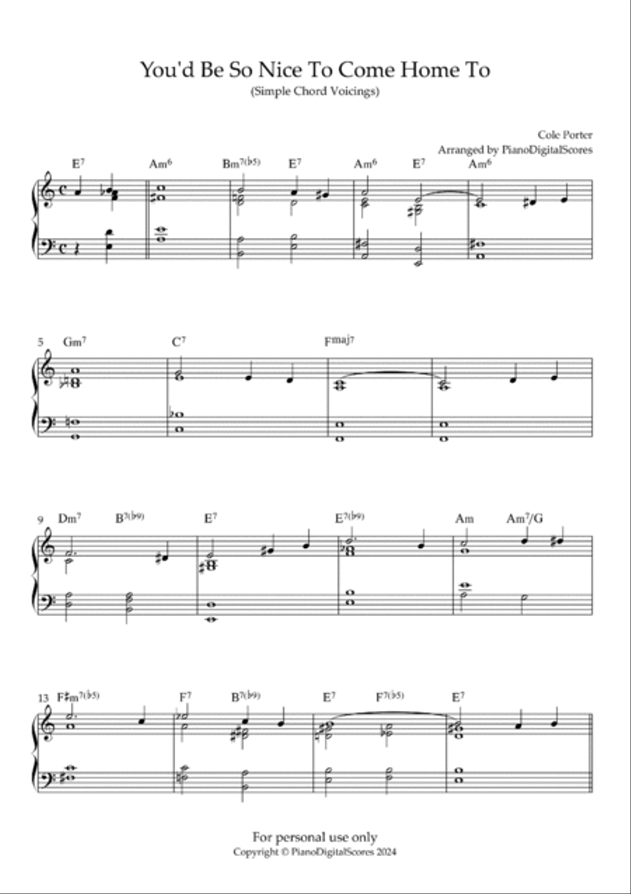You'd Be So Nice To Come Home To Piano Solo scores gallery preview page 2